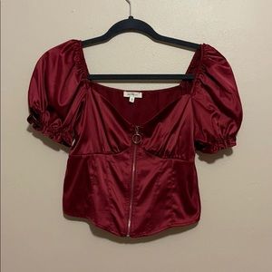 Satin zip blouse